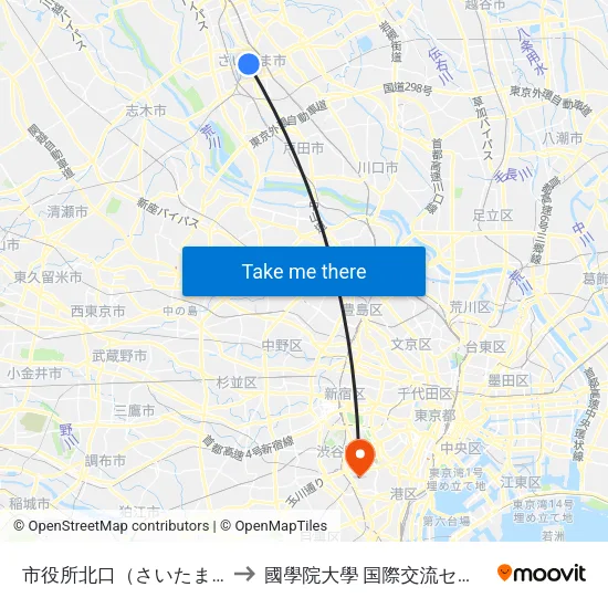 市役所北口（さいたま市） to 國學院大學 国際交流センター map