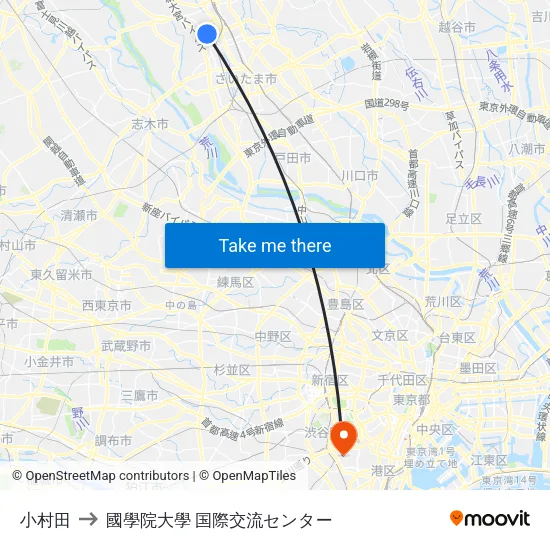 小村田 to 國學院大學 国際交流センター map