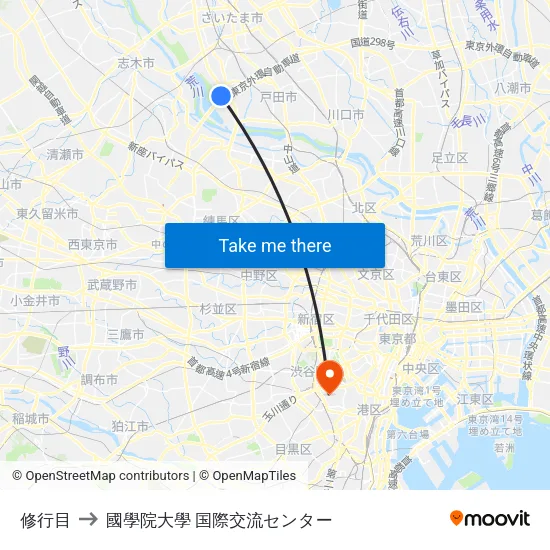 修行目 to 國學院大學 国際交流センター map