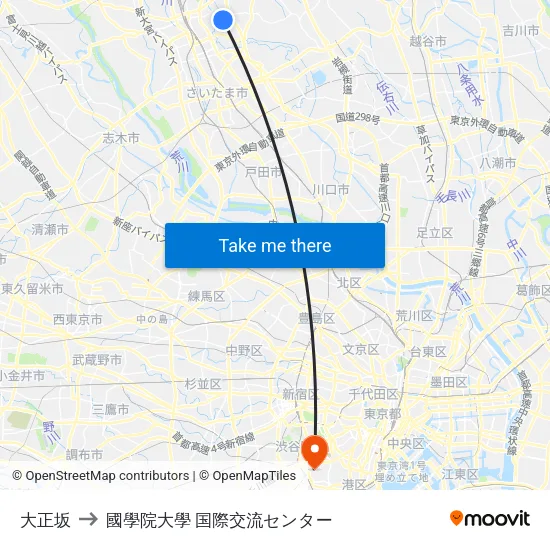 大正坂 to 國學院大學 国際交流センター map