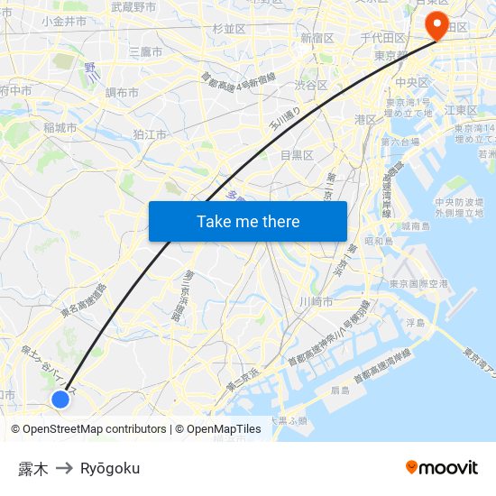 露木 to Ryōgoku map