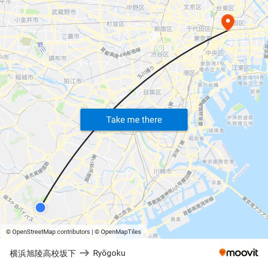 横浜旭陵高校坂下 to Ryōgoku map