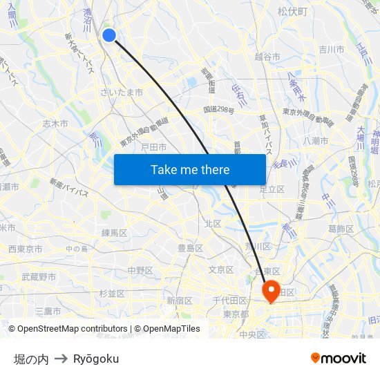 堀の内 to Ryōgoku map