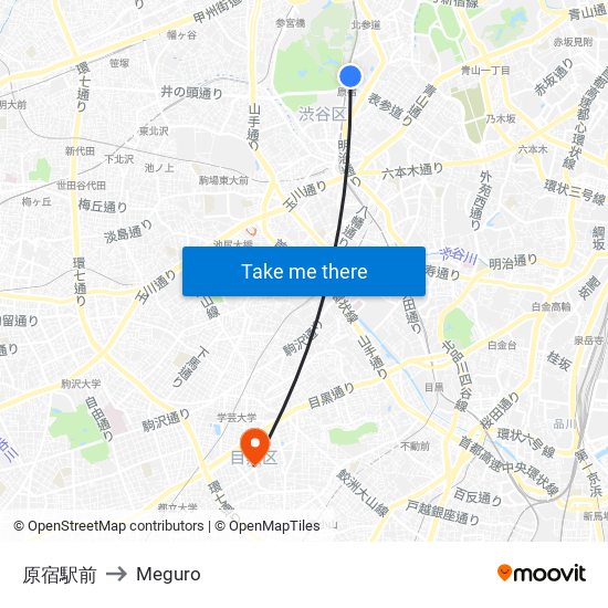 原宿駅前 to Meguro map