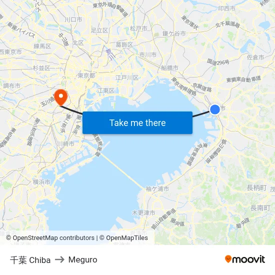 千葉 Chiba to Meguro map