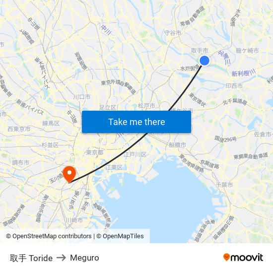取手 Toride to Meguro map