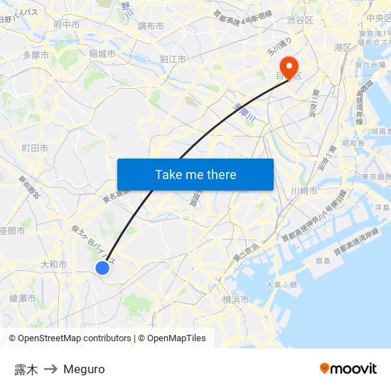 露木 to Meguro map