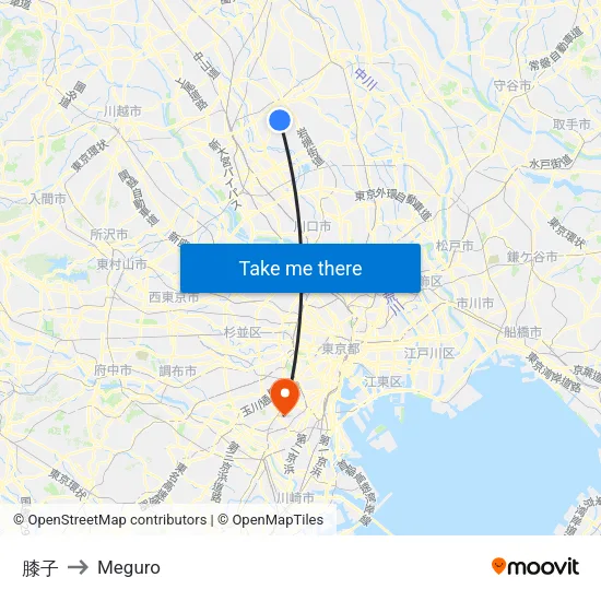 膝子 to Meguro map
