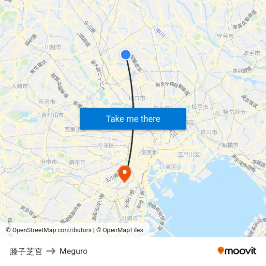 膝子芝宮 to Meguro map