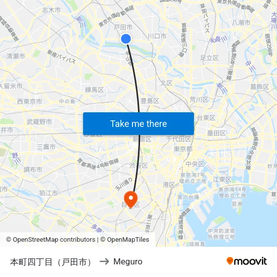 本町四丁目（戸田市） to Meguro map