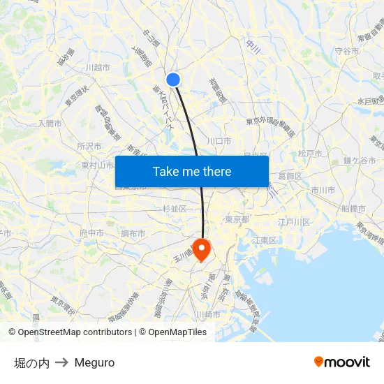 堀の内 to Meguro map