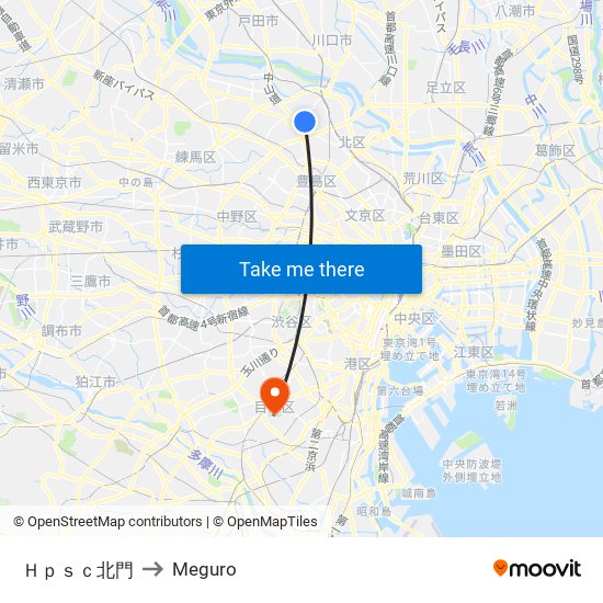 Ｈｐｓｃ北門 to Meguro map