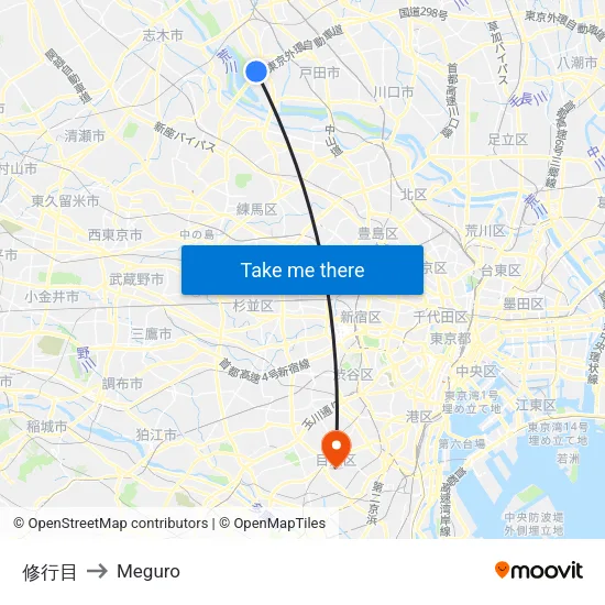 Shugyome to Meguro map