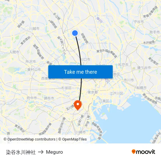Someya Hikawa Shrine to Meguro map