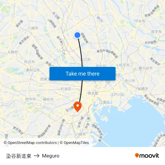 染谷新道東 to Meguro map