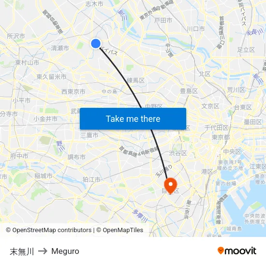 Suenashi River to Meguro map