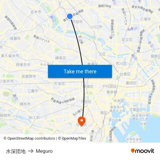 Suifuku Danchi to Meguro map