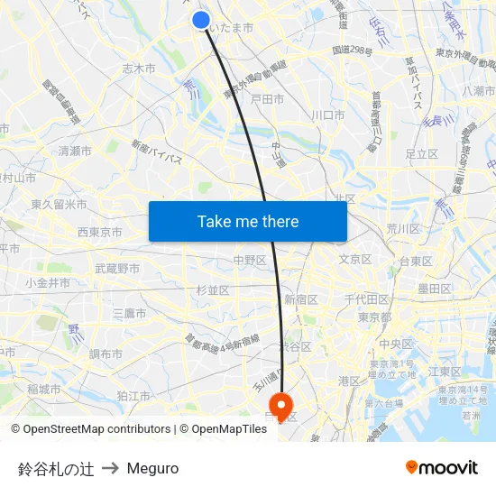 鈴谷札の辻 to Meguro map