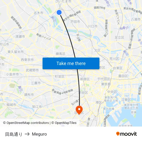 田島通り to Meguro map