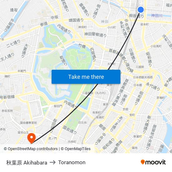 秋葉原 Akihabara to Toranomon map