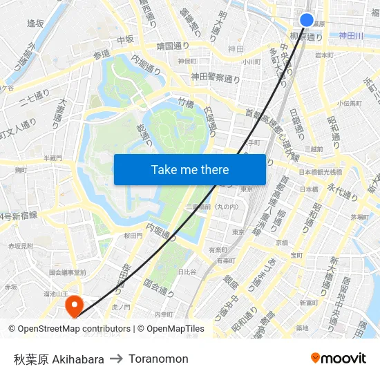 秋葉原 Akihabara to Toranomon map