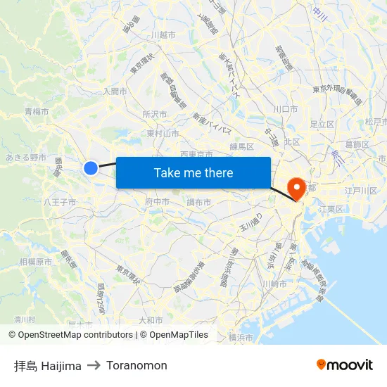 拝島 Haijima to Toranomon map
