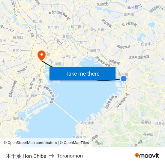 本千葉 Hon-Chiba to Toranomon map