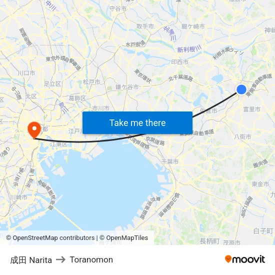成田 Narita to Toranomon map