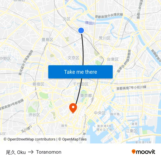 Oku to Toranomon map