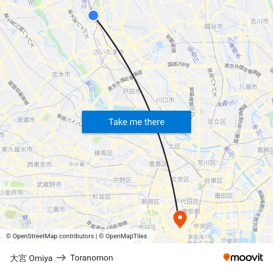 大宮 Omiya to Toranomon map