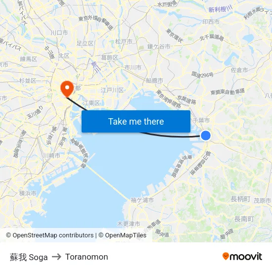 Soga to Toranomon map