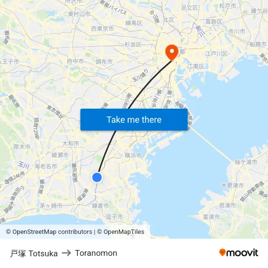 戸塚 Totsuka to Toranomon map