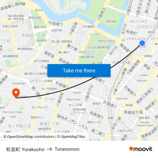 有楽町 Yurakucho to Toranomon map