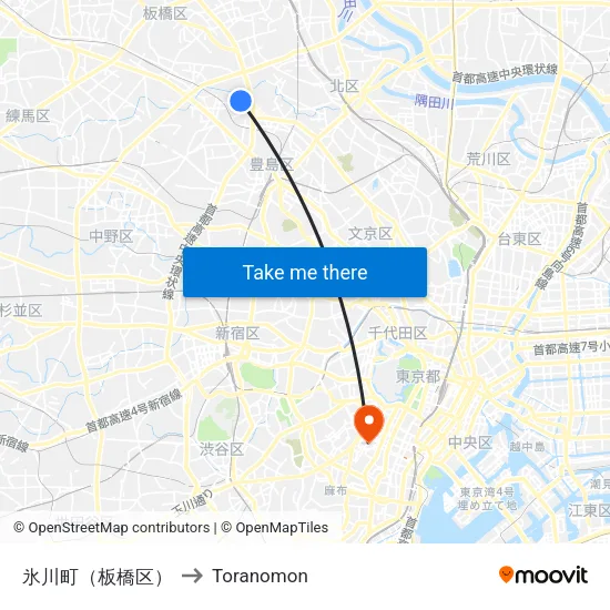Hikawa-cho (Itabashi) to Toranomon map