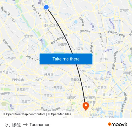 氷川参道 to Toranomon map