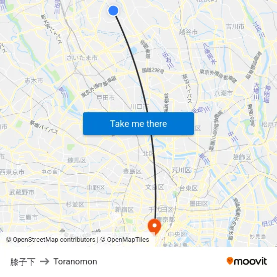 膝子下 to Toranomon map