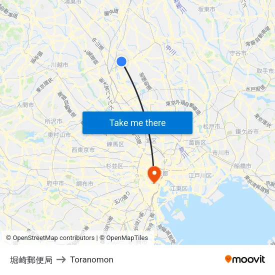 堀崎郵便局 to Toranomon map