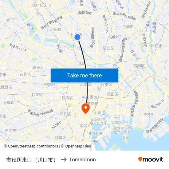 市役所東口（川口市） to Toranomon map