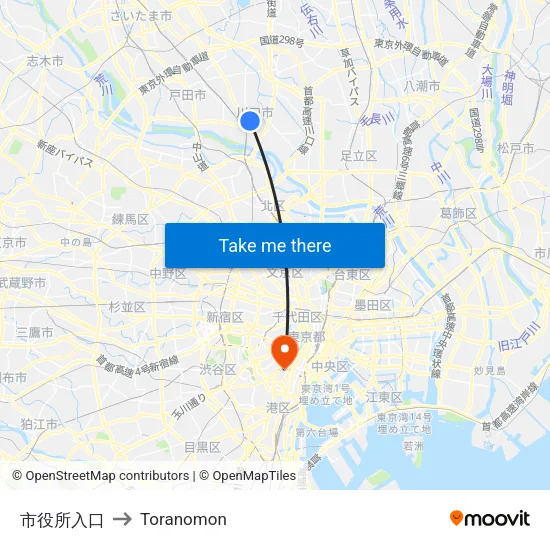 City Hall Entrance to Toranomon map