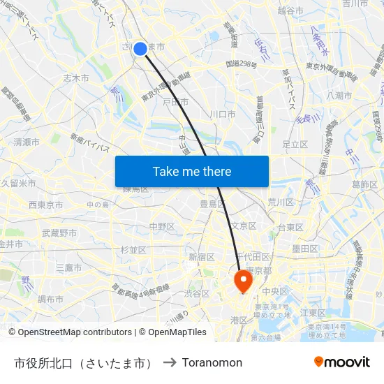 市役所北口（さいたま市） to Toranomon map