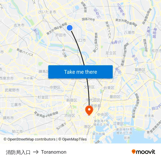 消防局入口 to Toranomon map