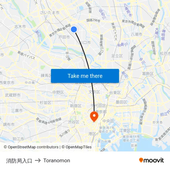 消防局入口 to Toranomon map