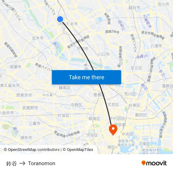 Suzuya to Toranomon map