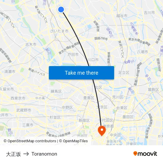 大正坂 to Toranomon map