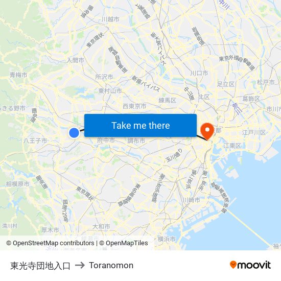 東光寺団地入口 to Toranomon map