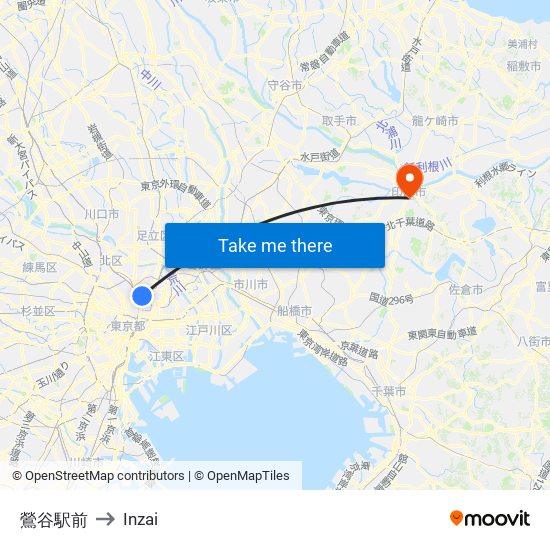 鶯谷駅前 to Inzai map