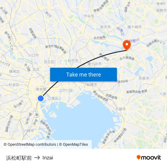 浜松町駅前 to Inzai map