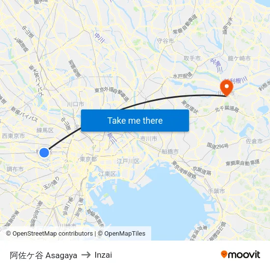 阿佐ケ谷 Asagaya to Inzai map