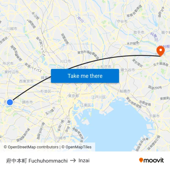府中本町 Fuchuhommachi to Inzai map