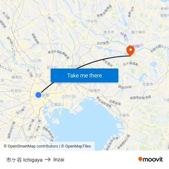 市ケ谷 Ichigaya to Inzai map